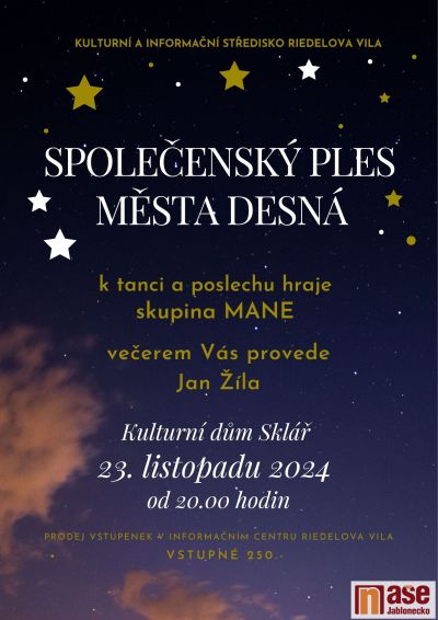 Společenský ples města Desná se koná v sobotu 23.11.