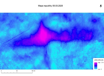 Letošní maximum na Mapě republiky je 7,74 metru sněhu